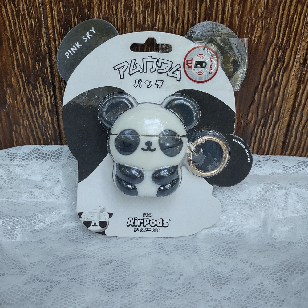 Pink Sky Panda AirPods case designed for 1st and 2nd generation AirPods. 